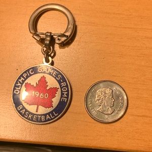 1960 Rome Olympics Pre-Olympic Canadian Basketball Tournament. Keychain & pin